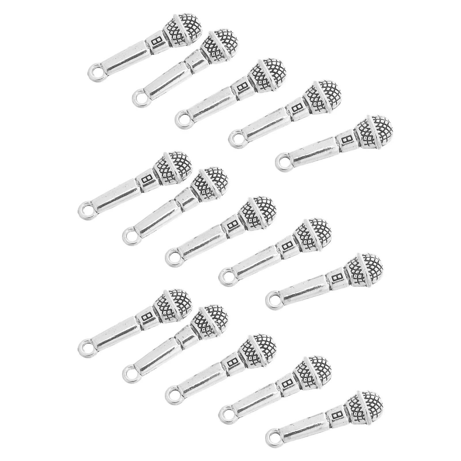 20 قطع سبائك ميكروفون سحر الفضة diy صنع المجوهرات المعلقات ل القلائد أساور سلاسل المفاتيح الموسيقى الحرفية