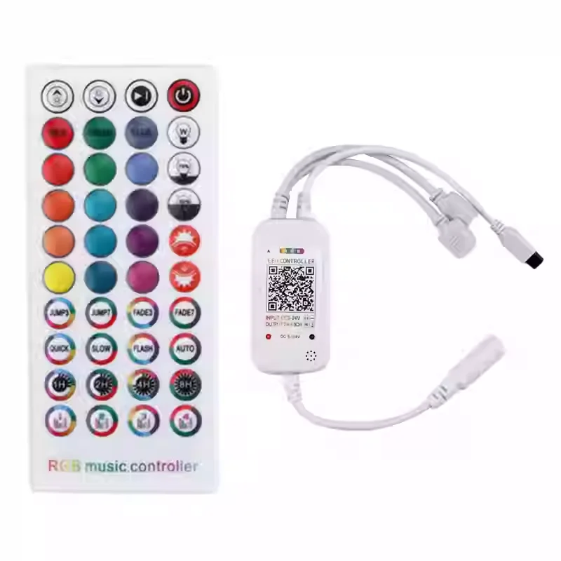 

DC5-24V Bluetooth RGB-контроллер, 40 клавиш, ИК-пульт дистанционного управления, микрофон, голосовая музыка, BT, контроллер приложения для 2835 3528 5050 SMD COB, светодиодная лента