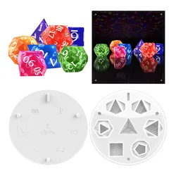 7Styles Epoxy Resin Dices Moulds Polyhedral Dice Fillet Triangle Digital DIY Board Standard Games Craft Decoration Reusable Tool