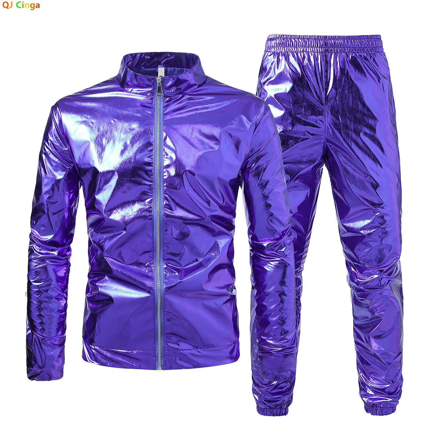 

2026 New Lightweight Men's Purple Two-Piece Set (Jacket + Pants) – Perfect for Nightclubs, Parties, and Stage Performances.