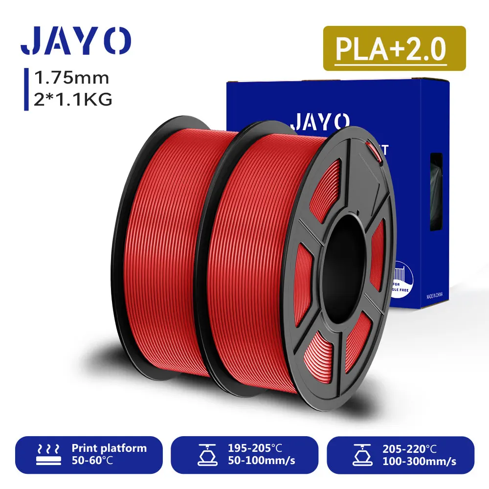 JAYO 2 Rollen 3D PLA+/ PLA+ 2.0 Filament Upgrade PLA Plus 3D-Drucker-Filament Ordentliches PLA+ 3D-Druckmaterial für FDM Mehrfarbig