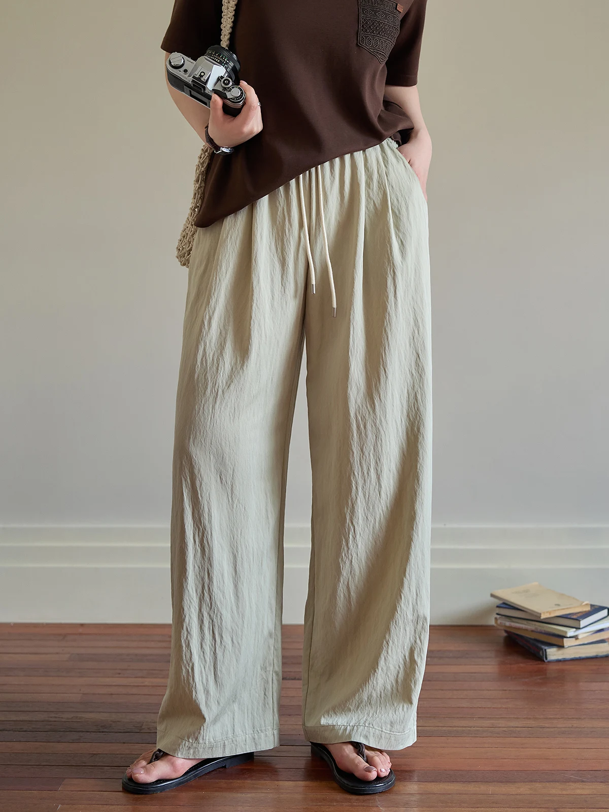 

XLIDM повседневные широкие брюки свободного покроя, летние удобные драпированные креповые женские брюки больших размеров прямого кроя