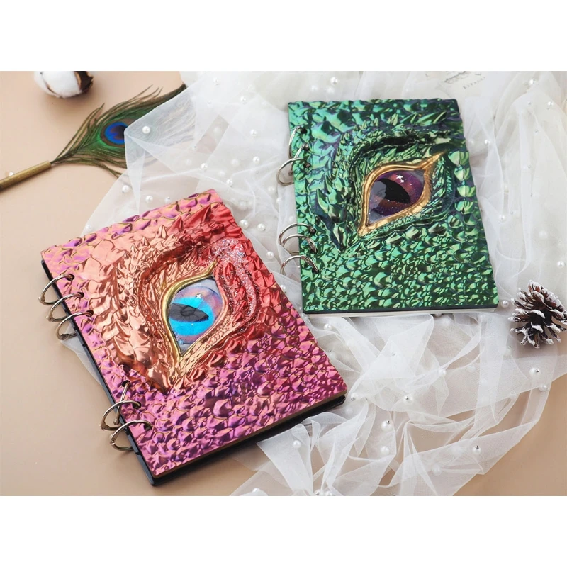 for Creative Dragon Eye Notebook Cover Epoxy Resin Casting Mold DIY Silicone Book for Shell Mirror Leather for Case Mould Binder