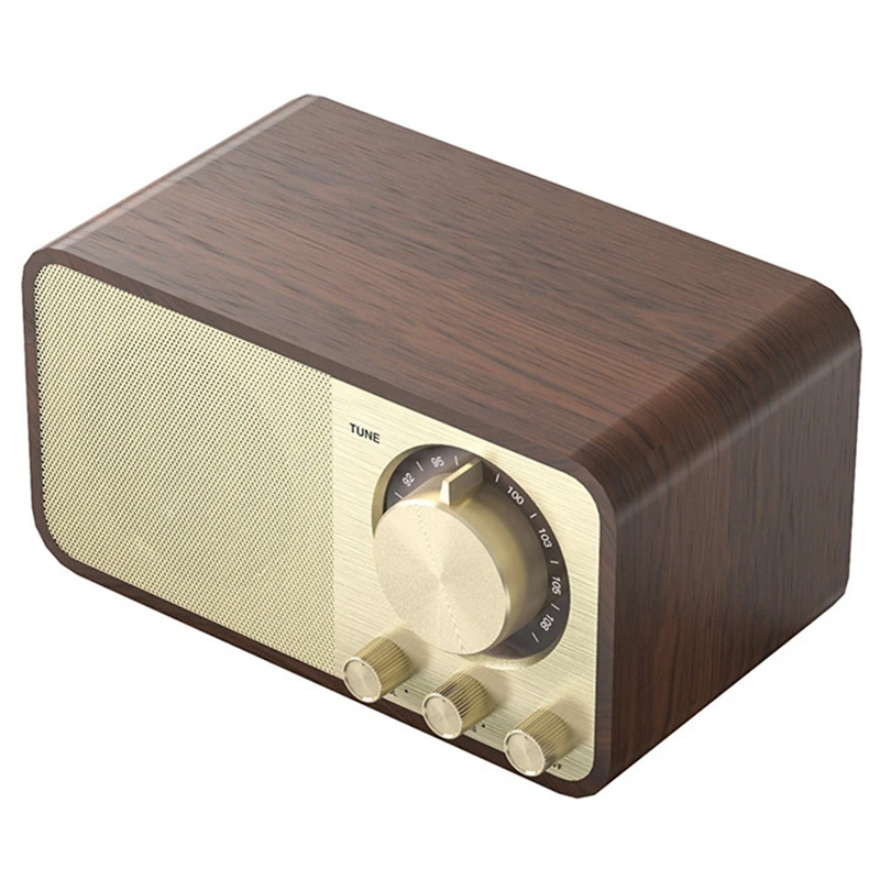 Retro Speaker Wooden Bluetooth 5.0 Speaker Wireless FM Radio Plug-In Speaker For PC, Laptop