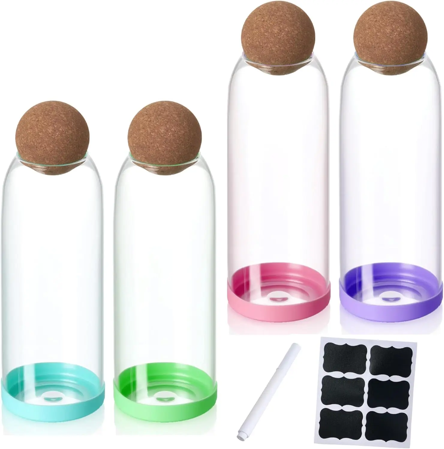 4 قطع برطمانات تخزين زجاجية سعة 34 أونصة مع أغطية من الفلين للقهوة والمكسرات والتوابل والشوفان #2