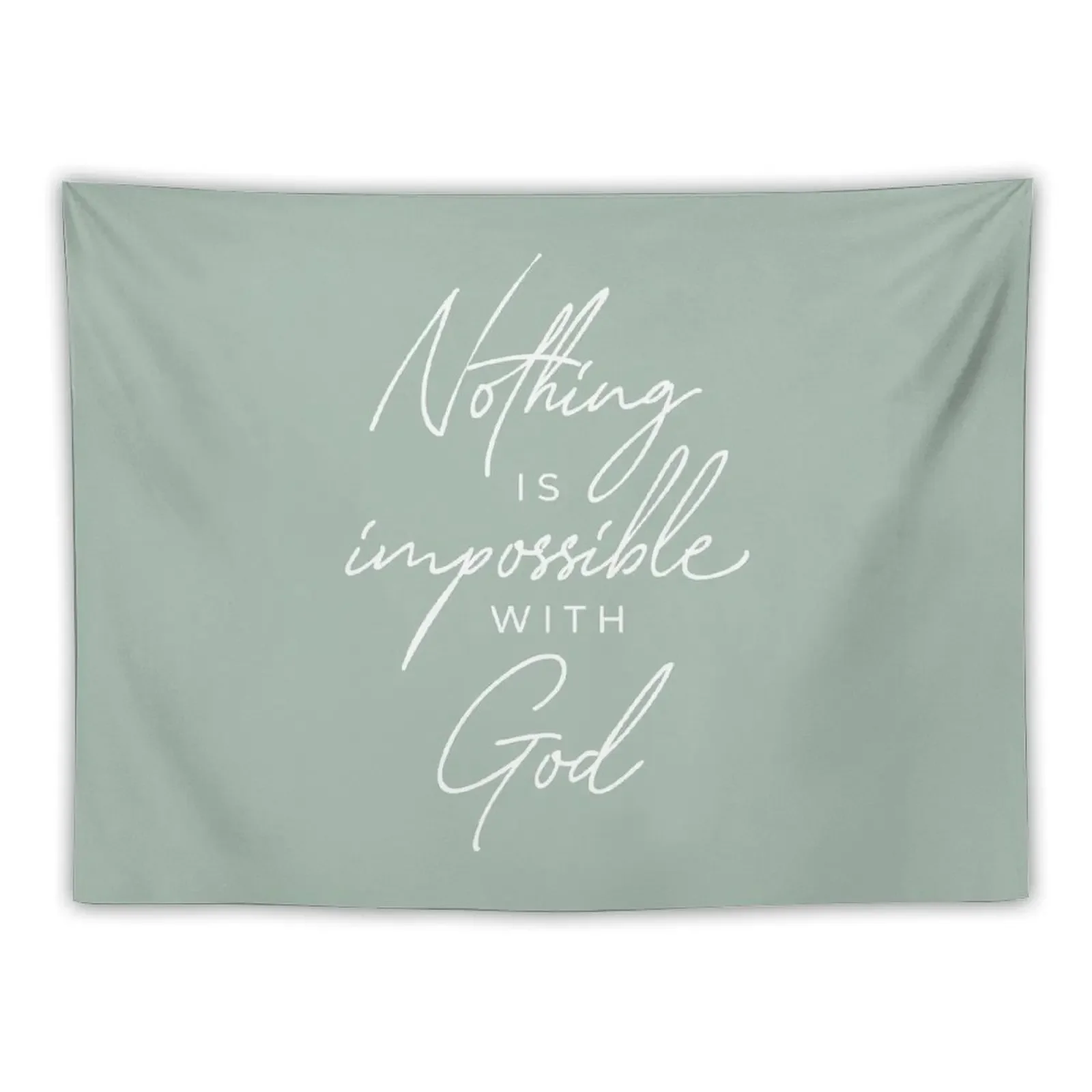 

Nothing is Impossible with God | Luke 1:37 Bible Verse | Seafoam Green Tapestry Wall Decorations Tapestry