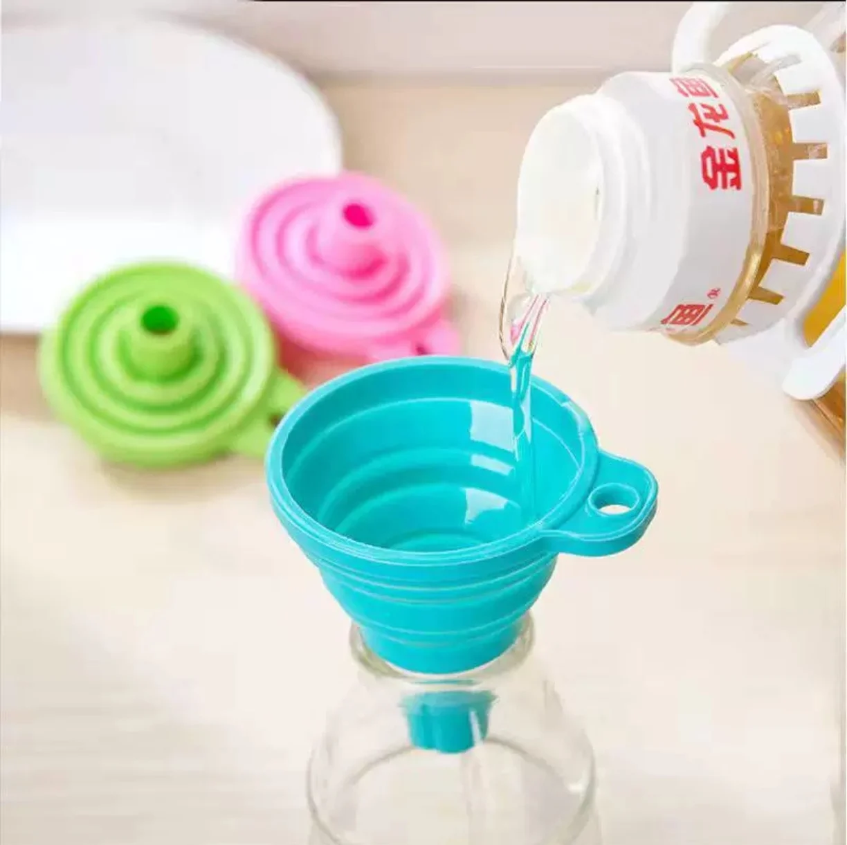 

Home Use Foldable Extendable Funnel | Silicone Funnel | Kitchen Food-Grade Silicone Funnel | Fuel and Water Pouring Funnel