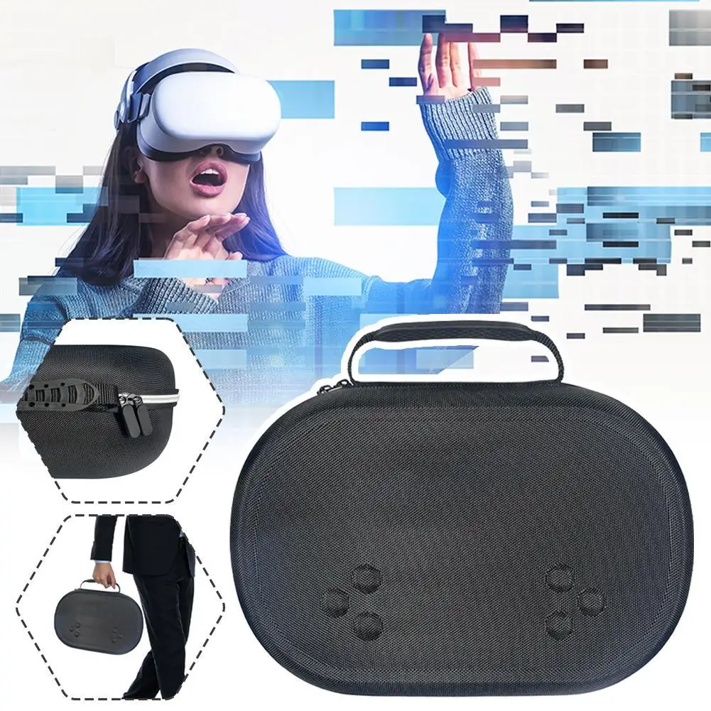 

For Meta Quest 3S VR Glasses Storage Bag EVA Hard Shell Shockproof Handheld Zipper Bag For VR Helmet Controller Protective Case