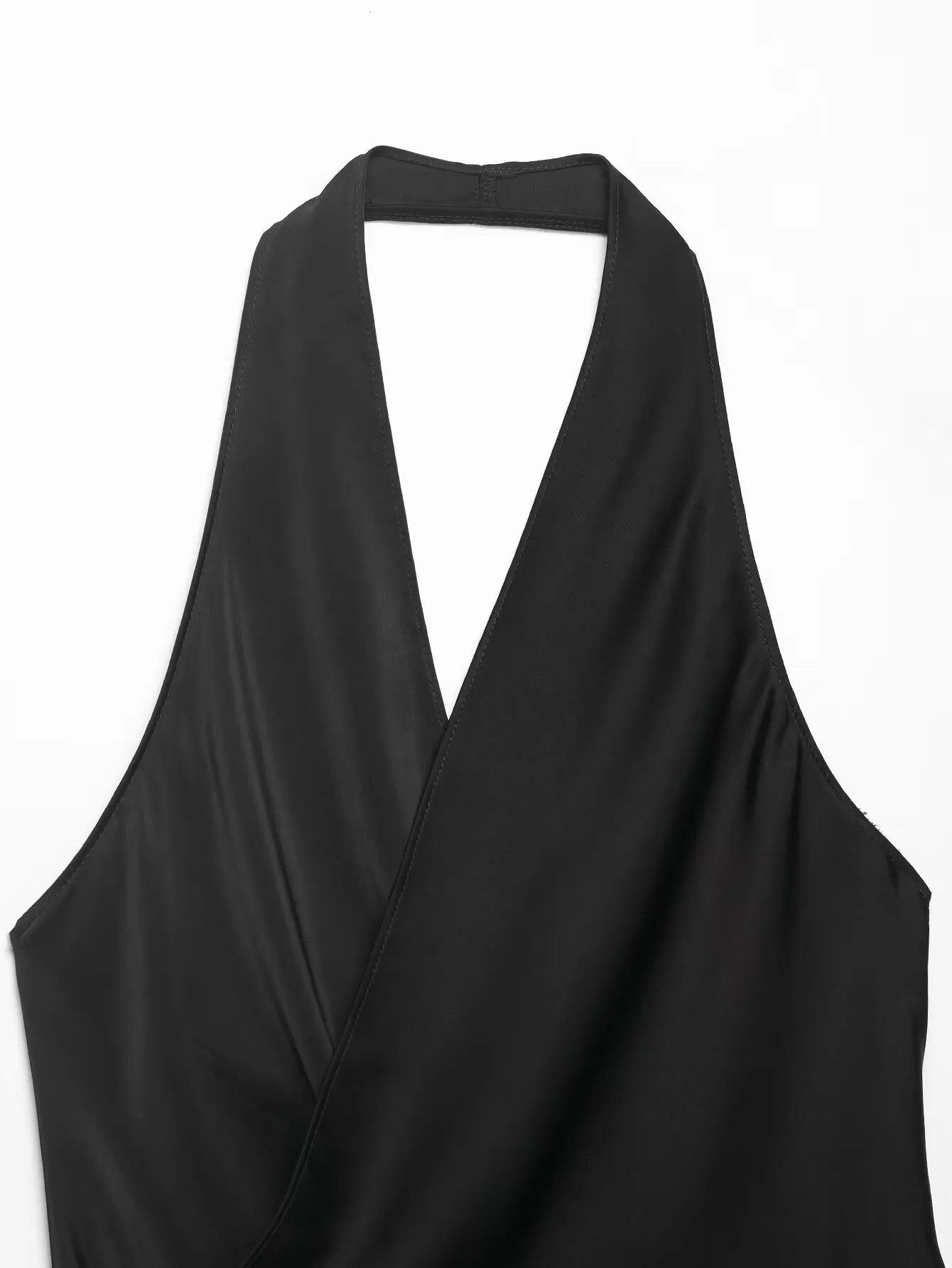 HH Damen Sommer Satin Neckholder-Top Damen Wickel-Bluse mit V-Ausschnitt und Rückenbindung Asymmetrische Bluse Niedliche Alltags- Urlaubs- und Geschäftskleidung – Detail 12