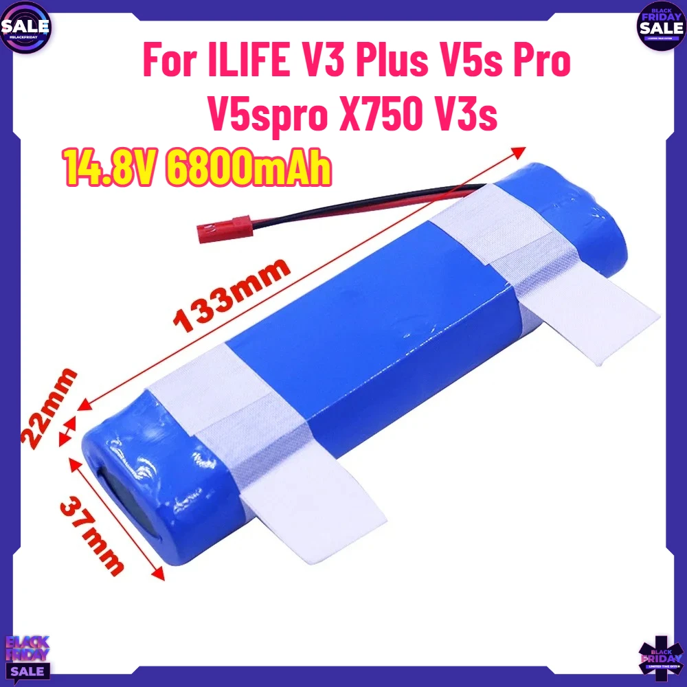 

14.8V 6800mAh Rechargeable Battery for ILIFE V3 Plus V5s Pro V5spro X750 V3s Pro for Robotic Cleaner Accessories Parts