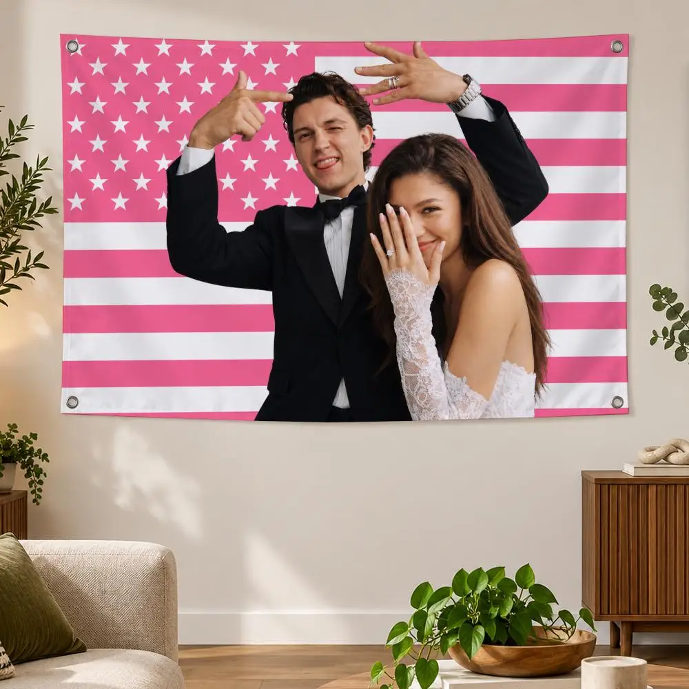 Celebrity T-Tom Holland Zendaya Flags Banner Decor for Bedroom,Garden,Party,Club,Indoor Outdoor, Fan Gift