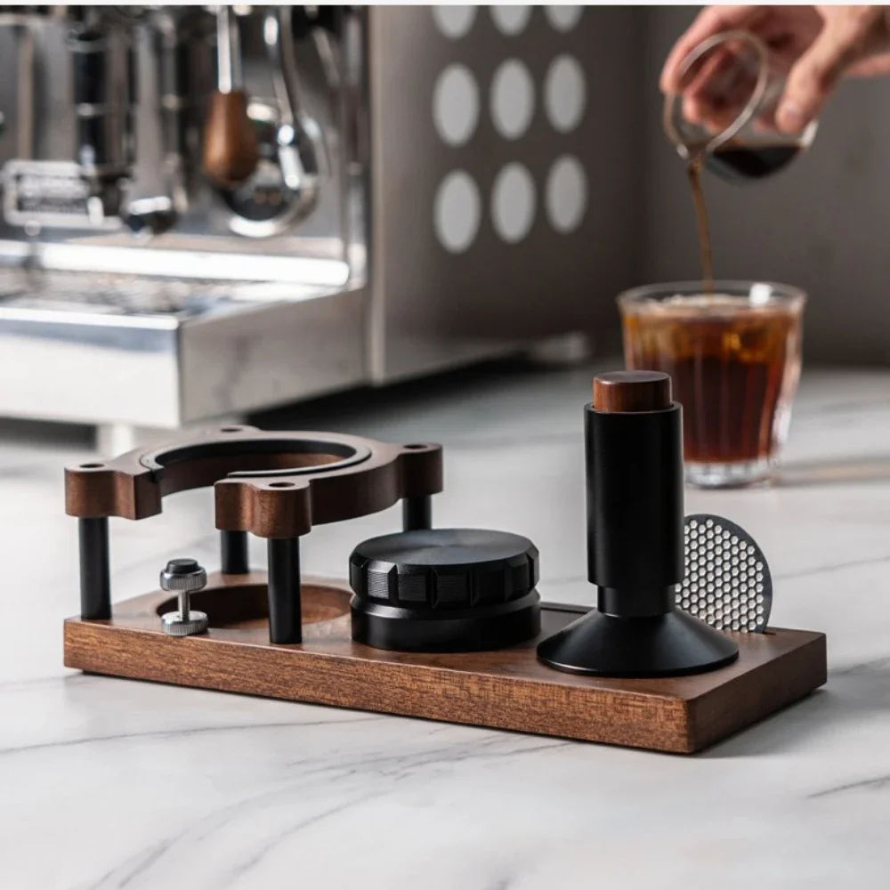 Wooden Coffee Tamper Station Base Tamper Holder Espresso Tamper Mat Non Slip for Counters Shop Worktop Coffee Barista Tool