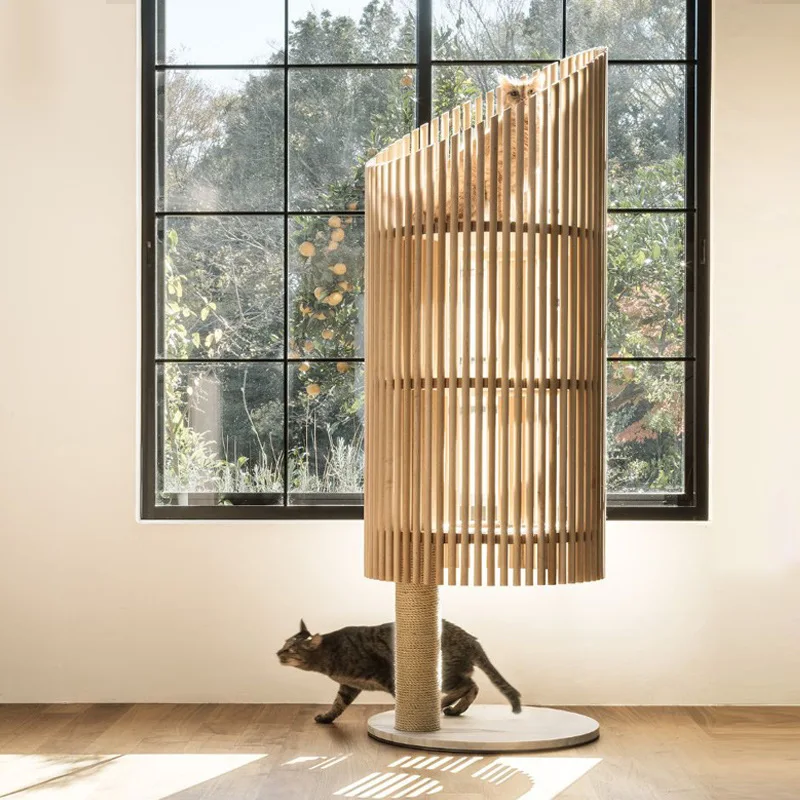 Home all solid wood cat frame does not occupy cat toys Tongtian pillar large villa cat climbing frame space capsule