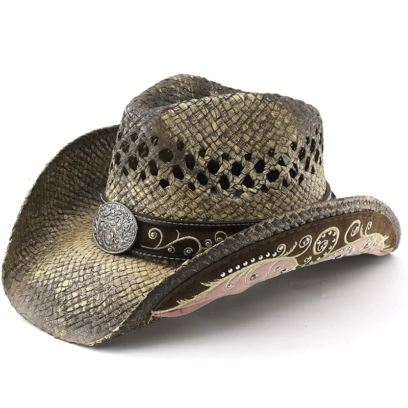 Men's and Women's Vacation-Style Straw Hats; Fashionable and Versatile Western Cowboy Hats; Breathable and Cool Riding Hats