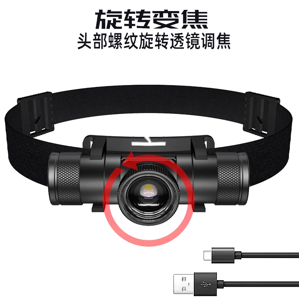Aluminum alloy variable focus head light, strong light, high brightness, waterproof, detachable, rechargeable,head mounted light - Image 5