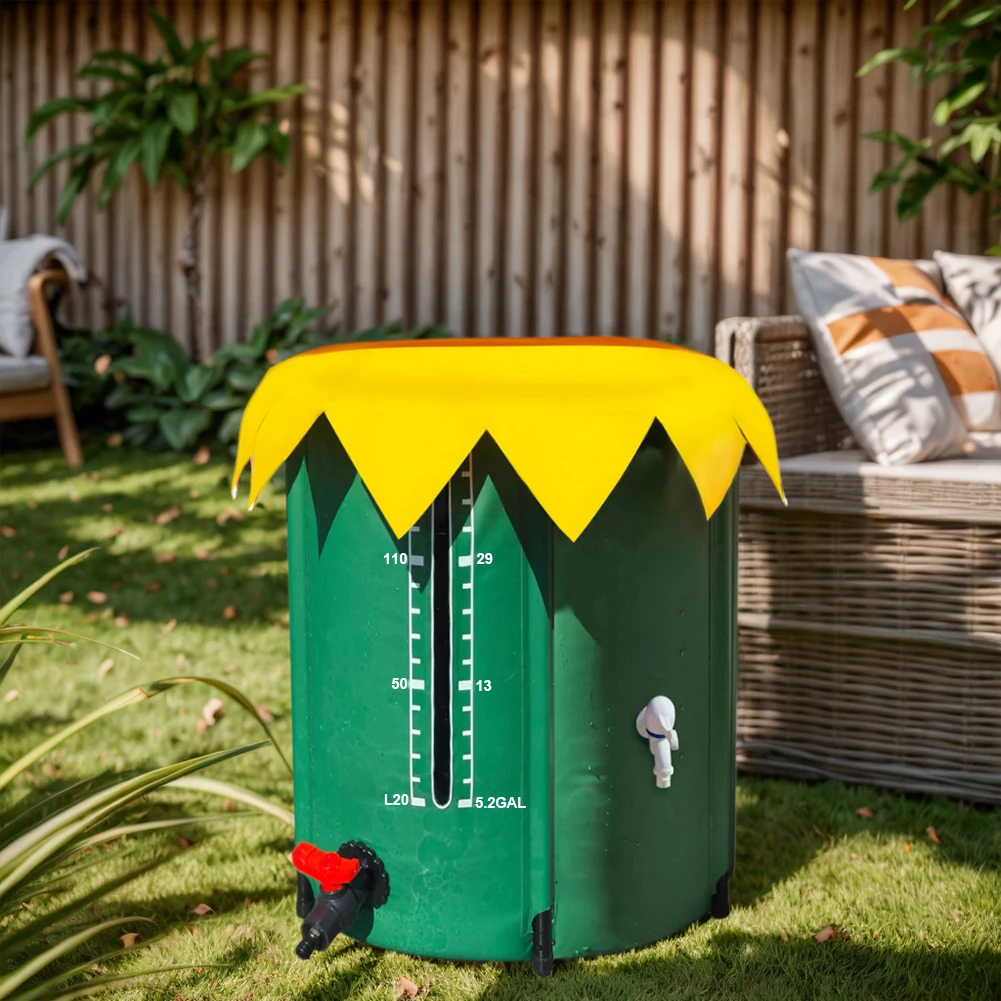 

52-галлонная бочка от дождя, складной ПВХ с тремя кранами, резервуар для хранения воды, система сбора дождя, садовый уловитель воды