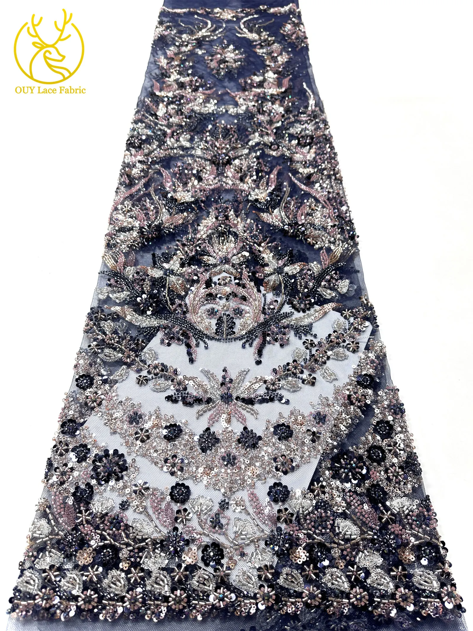 Luxuriöser Afrikanischer Spitzenstoff 2026 Hochwertige Französische Perlen-Pailletten-Spitze 5 Yards Nigeria Tüllspitze für Party- und Hochzeitskleider – Detail 22