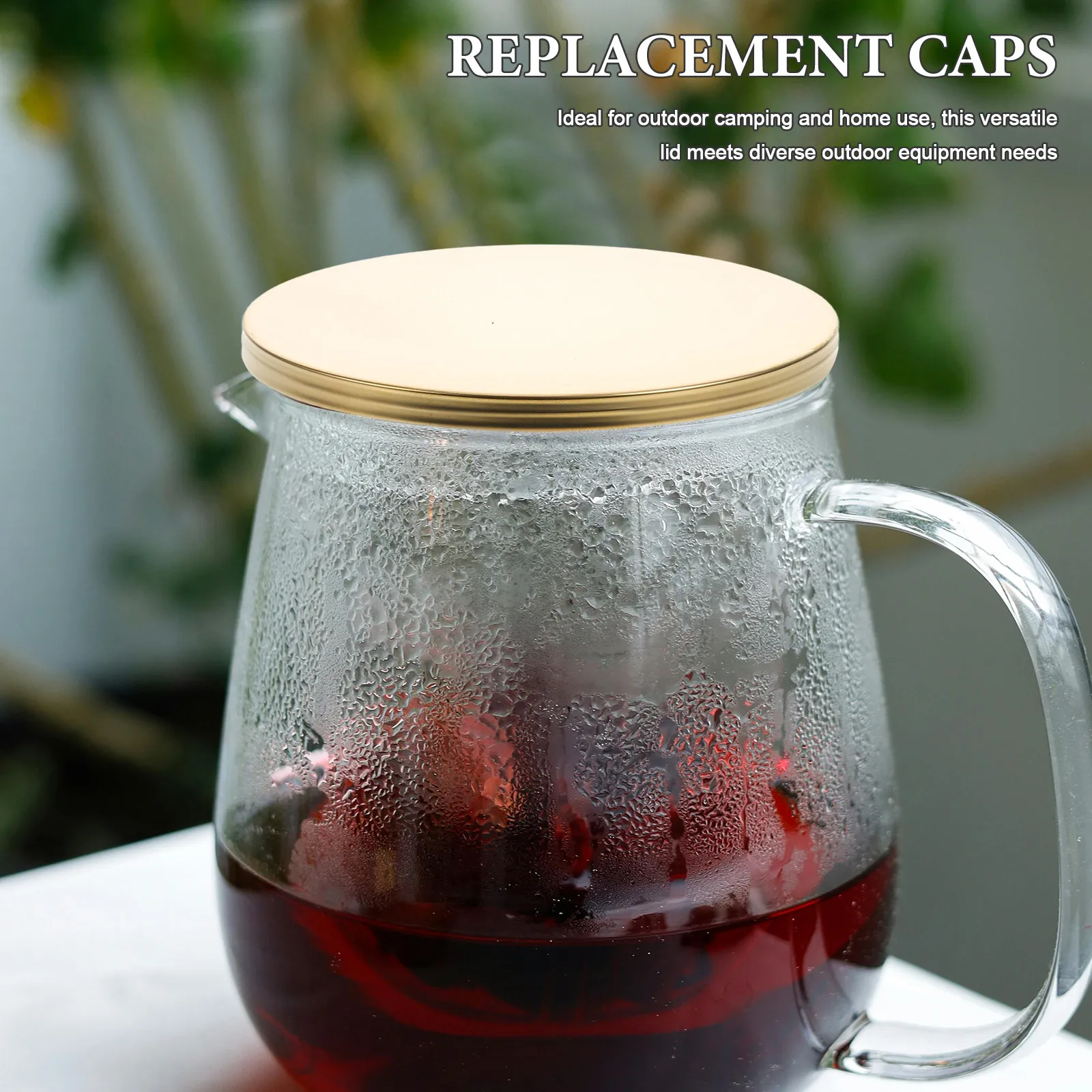 Outdoor Camping Water Jug - 2 Stück Edelstahl-Wasserkocherdeckel mit Bambusverschluss für