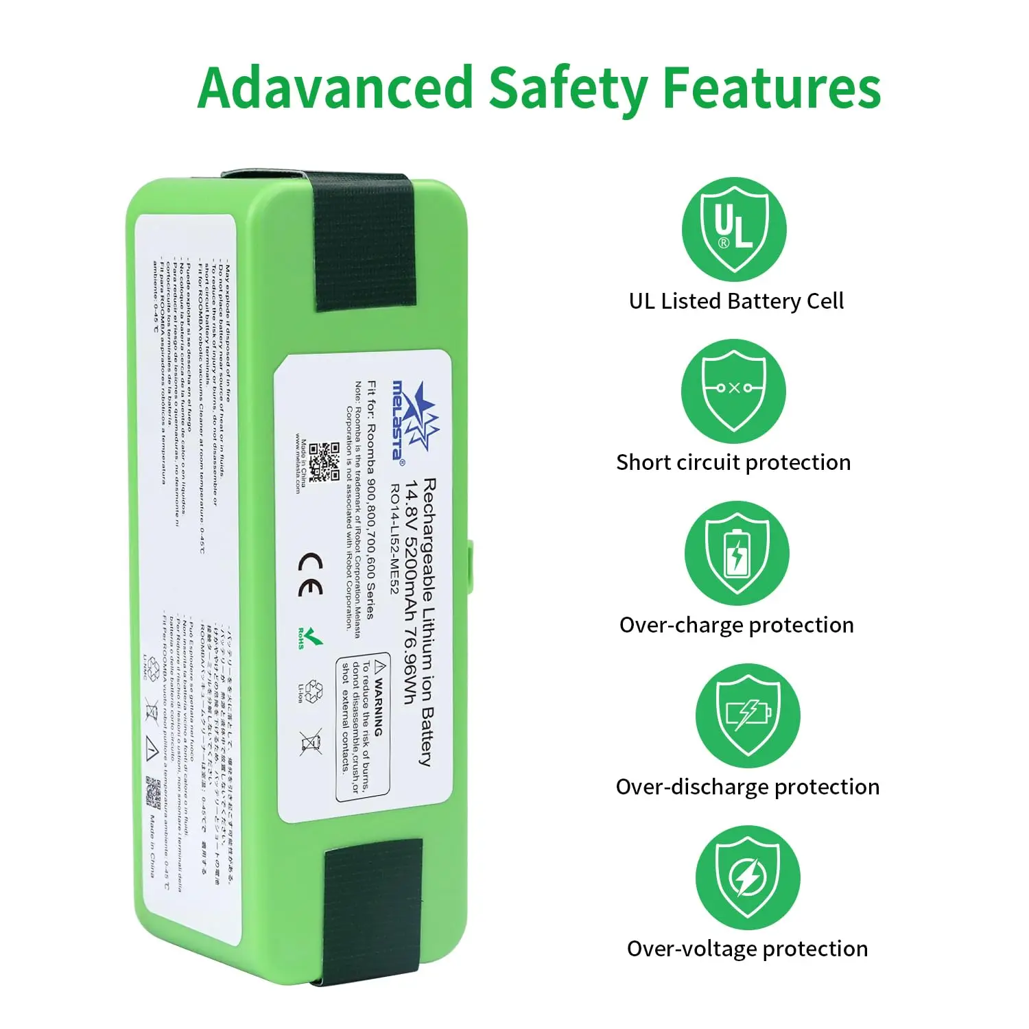 14.8V 5.2Ah بطارية ليثيوم أيون لآي روبوت رومبا 900 سلسلة 980 985 981 960 961 964 966 970 895 896 886 871 760 776 696