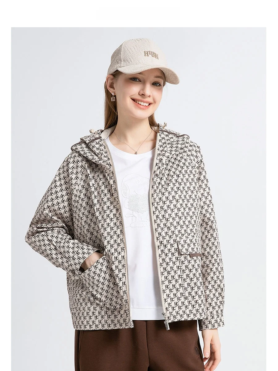 

SHARI HAP Hooded Jacket 2024 Autumn New Style Outdoor Casual Sport Anti-Aging Short Loose Women's Polyester Fiber Coat