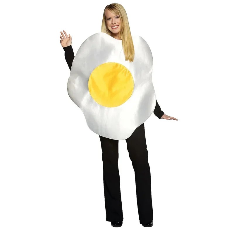 

EE01 Couple Poached Egg Bacon Costume for Kids Adult Funny Food Party Cosplay Jumpsuit Unisex Halloween Women Performance ShIo0！