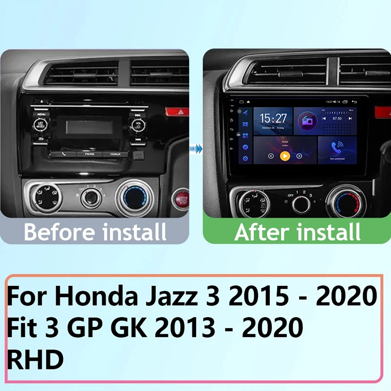 Car Android For Honda Jazz 3 2015 - 2020 Fit 3 GP GK 2013 - 2020 LHD RHD Auto Radio GPS Navigation Multimedia Player No 2din DVD