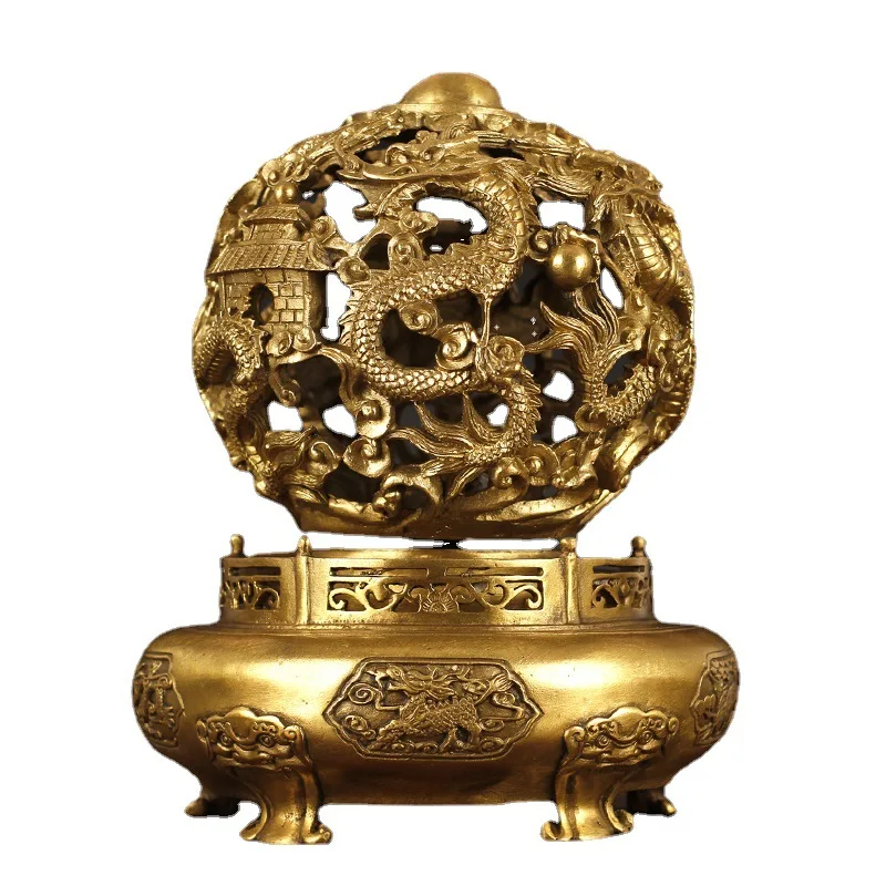 

Полностью медный девятиоборотный штатив Qiankun, орнамент, штатив из бисера Kowloon для гостиной, дома, офиса, поделки