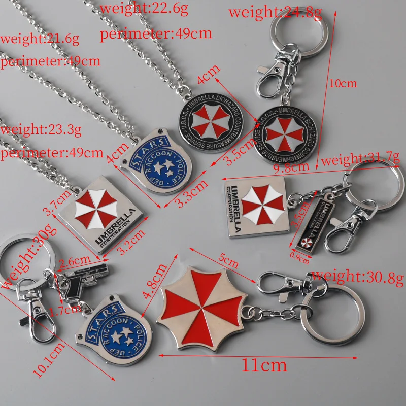 Residents Evils Key Chain Adornment Gifts Car Keychain Toy Umbrella Corporation Sublimation Blank Keyring Edc Fashion Keychains