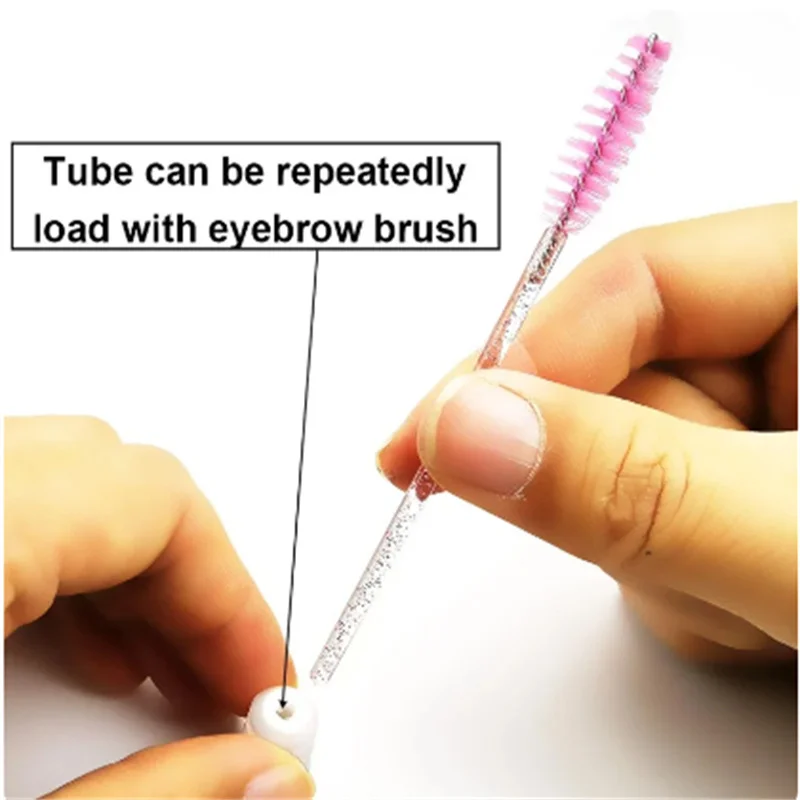 50Pcs Eyelash Brush Tube Disposable Mascara Wands Tube Reusable Lash Spoolies Brush Dust-proof Cleaner Storage Tubes