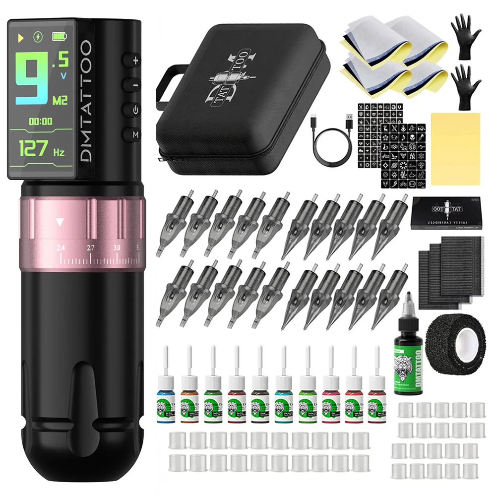 DM Venom 2.4-4.2mm Stroke Wireless Rotating Tattoo Machine Kit 2300mAh Battery OLED Color Display Suitable for Tattoo Artists