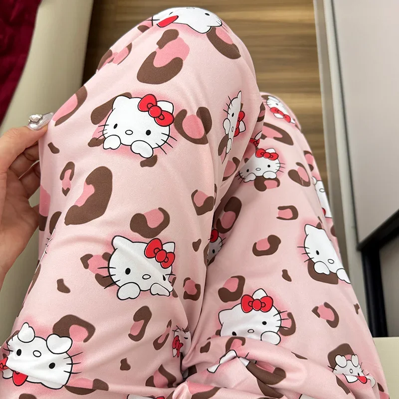 Hellokittys Anime Sanrios Pajamas Girls Kawaii Trousers Outer Wear Home Pants Autumn New Single Piece Casual Walking Pants Gifts