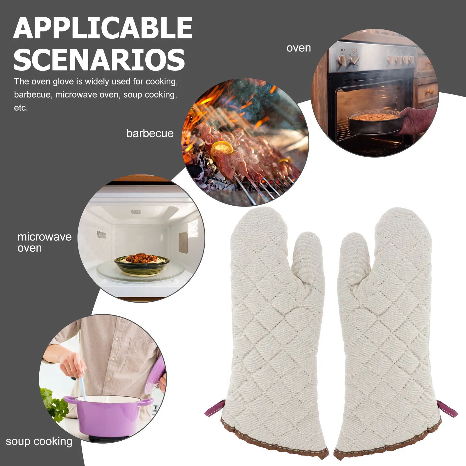 

1Pair Reusable Oven Gloves with Comfort Fit Heat Resistance for Baking Cooking Grilling and Microwave Tasks Oven Glove