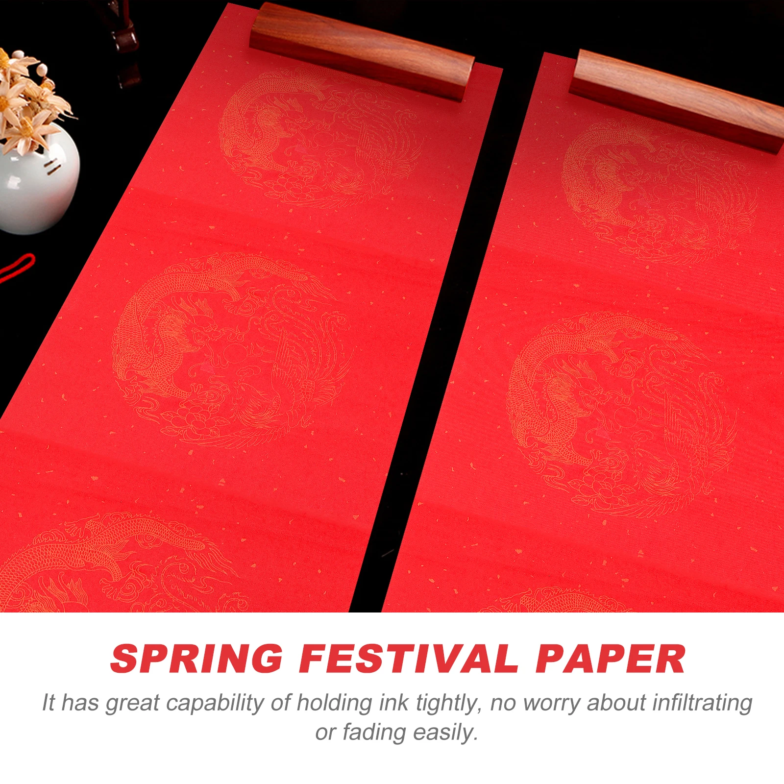 

Red Xuan Paper Blank Couplet Scroll Spring Festival Writing Paper Lightweight No Ink Bleed Perfect for Wedding Chinese