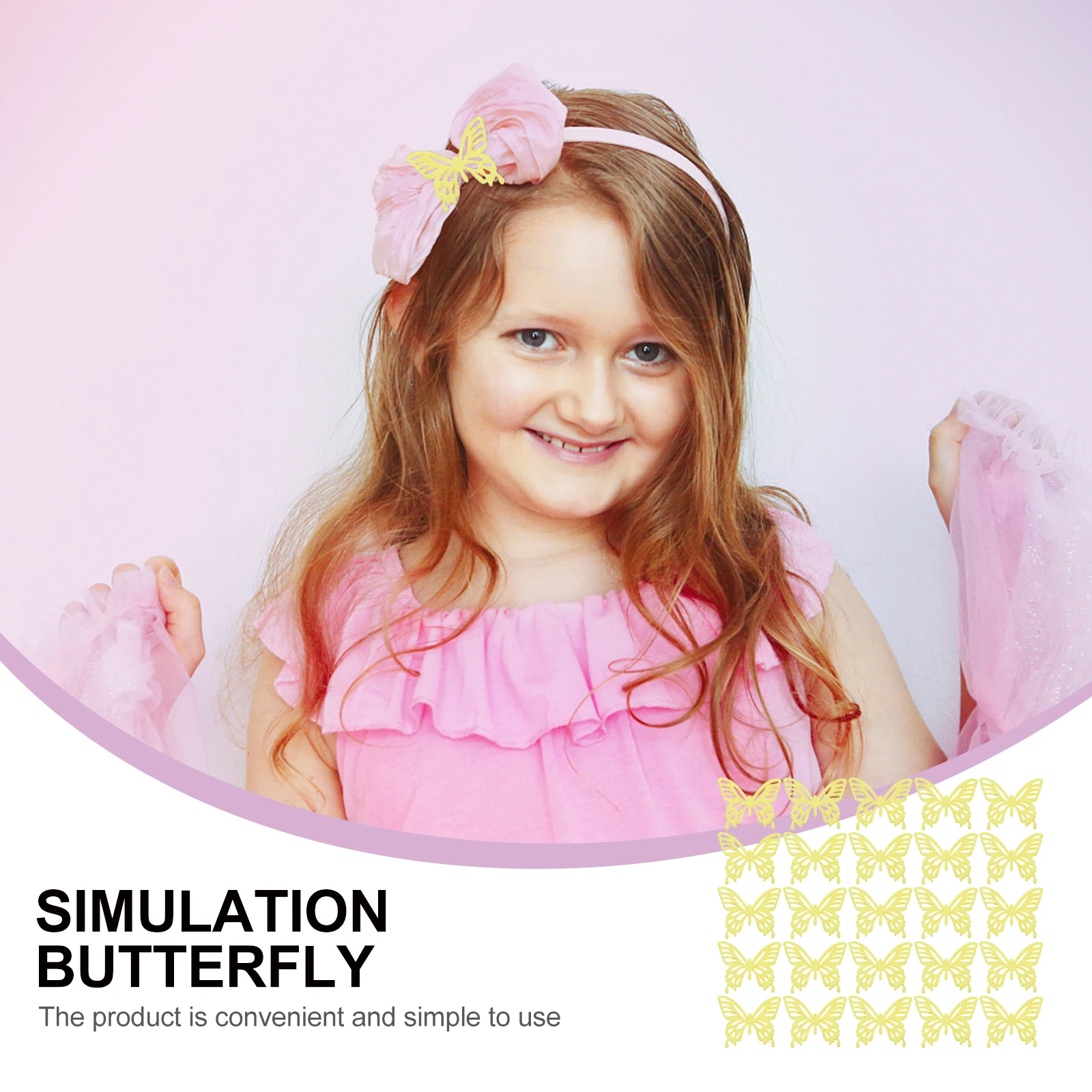 

25pcs Laser Cut Butterfly Hair Clips Gold Powder Fabric Patches Craft Decorative Clothing DIY Headdress Accessories