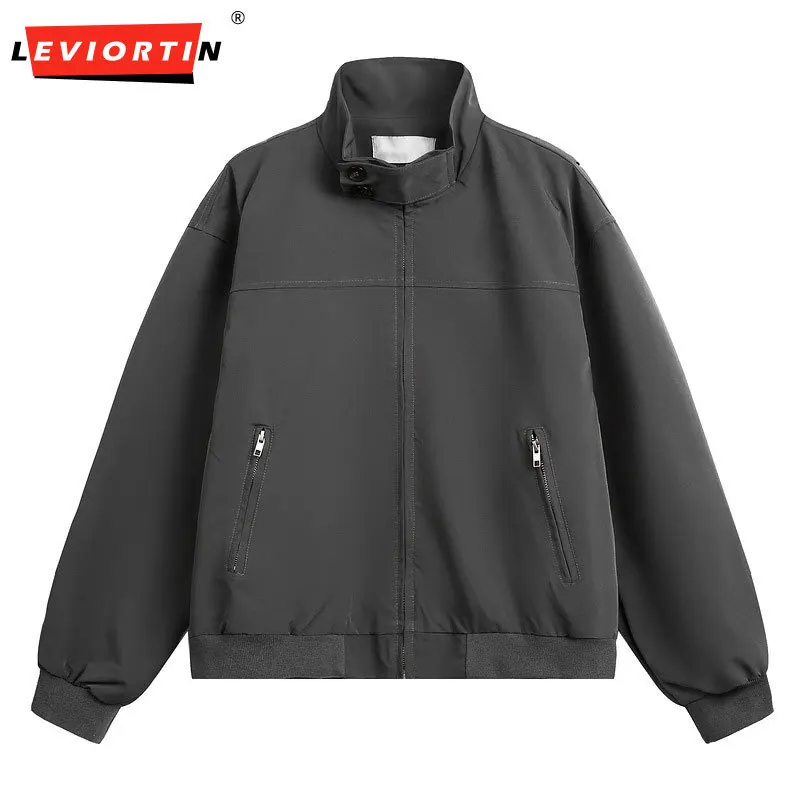 

2025 men's autumn fashion trend brand Harrington American commuting versatile workwear solid color loose collar jacket jacket