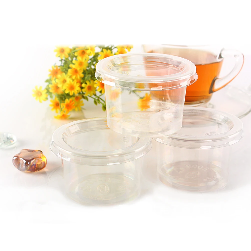 

100PCS 3.1oz Disposable Plastic Portion Cups Clear Portion Container with Lids for Jelly Yogurt Mousses