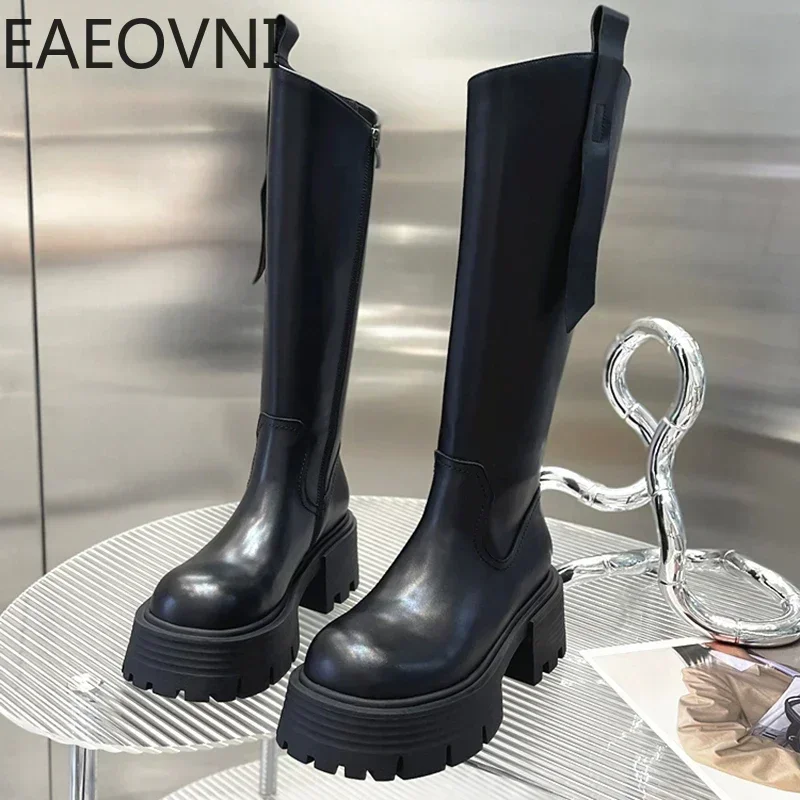 

Winter Women Long Knight Boot Fashion Back Zippers Ladies Knee-High Boots Shoes Female Elegant Platform Thick Bottom Footwear