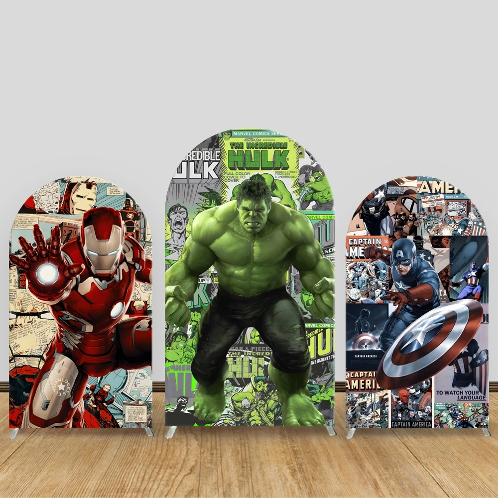 

TB The Avengers Arch Backdrop Marvel Iron Man Hulk Captain America Photography Background Kids Boy Birthday Party Decoration
