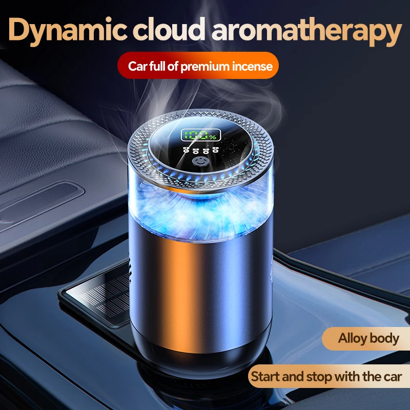 

Car Air Freshener USB Rechargeable, Smart Induction Auto On/Off Aromatherapy Diffuser with LED Light, Car Fragrance Air Purifier