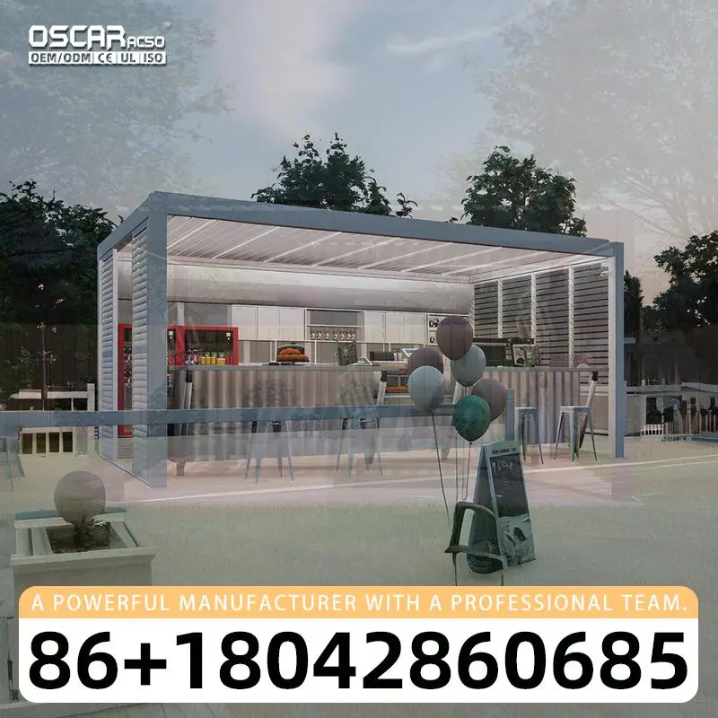 Motorized Bioclimatic Louvre Arches Roof Remote Controlled Outdoor Pergolas for Garden Outdoor Kitchen in European Regions pergo