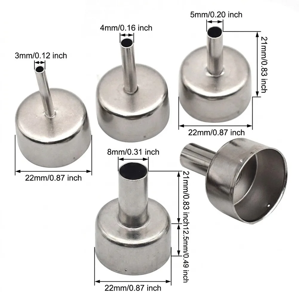 Nozzle Hot Air Station 22mm Welding 3mm/4mm/5mm/8mm/10mm Fittings For 858D 8586 For 878 878D  Nozzle Hot Air Station