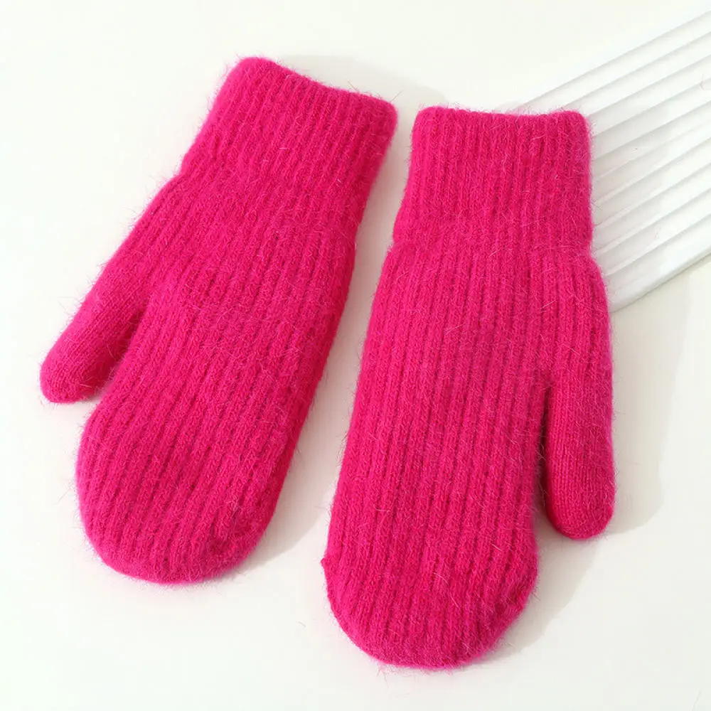 Warm Winter Mittens For Women Blending Plush Gloves Thick Thermal Soft Windproof Outdoor Cycling Accessories