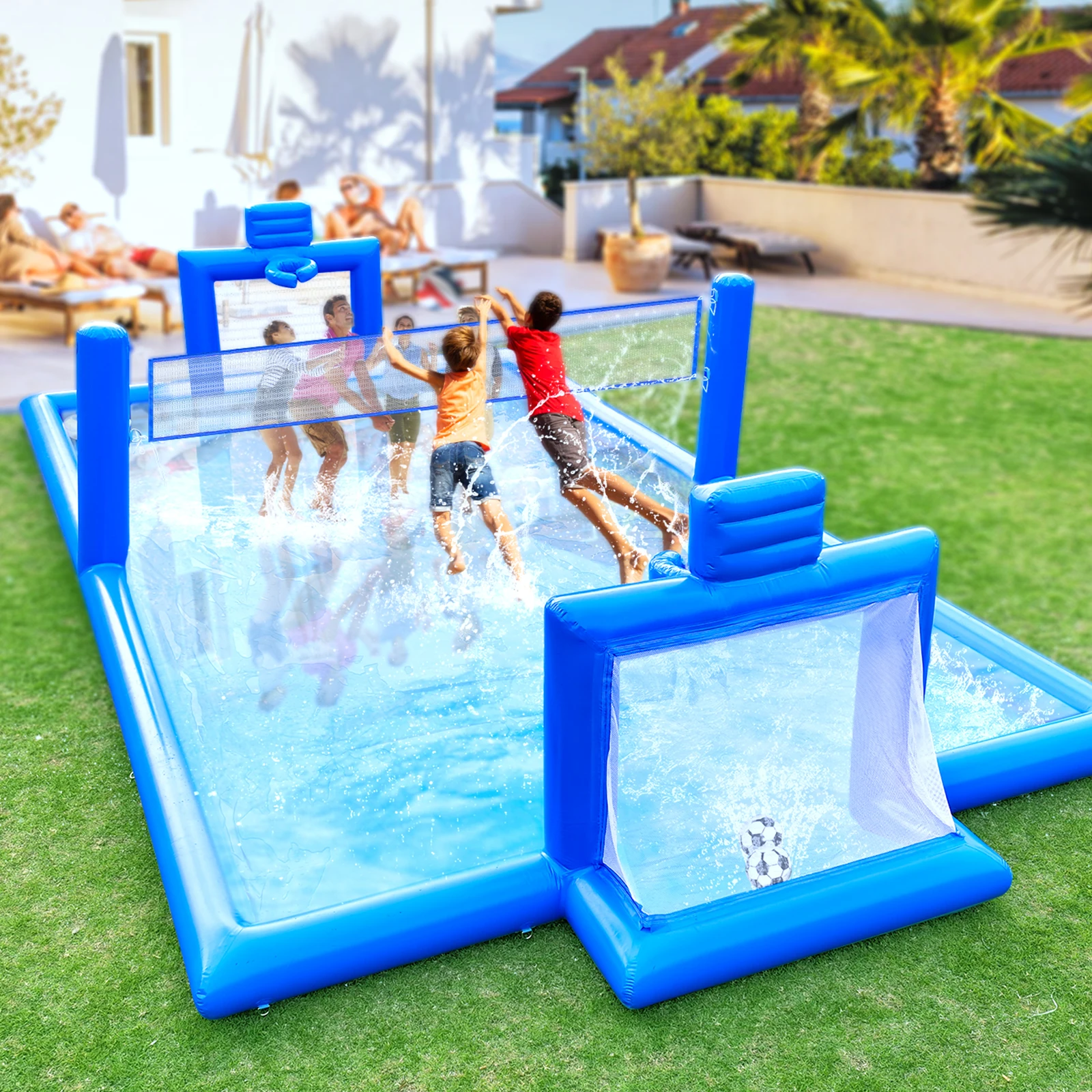 33FT กลางแจ้งสนามวอลเลย์บอลพอง/ฟุตบอล/เกมบาสเกตบอลสําหรับเด็กผู้ใหญ่สนามเด็กเล่นเชิงพาณิชย์