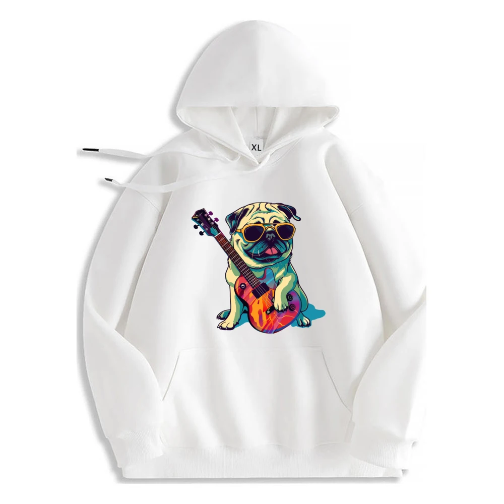 Pug Dog With Guitar Austra Funny Hoodie Men Comfortable High Quality Long Sleeve Sweatshirt For Men Loose​