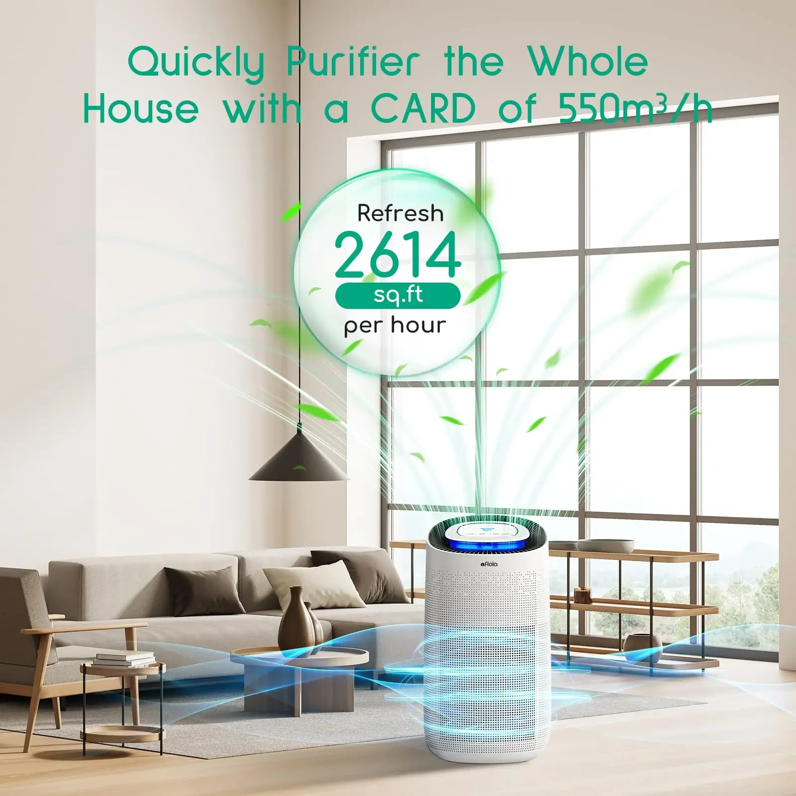 Afloia-Air Purifiers for Home Large Room, H13, True HEPA Filter, Air Quality Sensor A, up to 2,615 Ft²