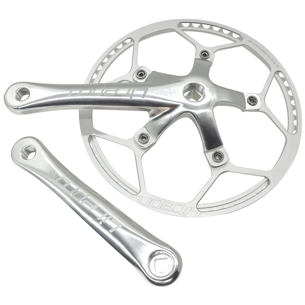 Litepro 130BCD Road Bike Crankset Integrated Chainwheel Crank 45T/47T/53T/56T/58T Single Chainring Crankset Bicycle Parts