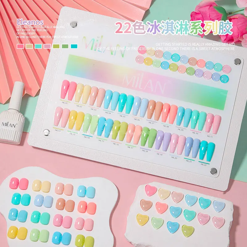 Eleanos ฤดูใบไม้ผลิฤดูร้อน 22pcs Ice Cream GEL ชุดเล็บ Soak Off Macaron สี UV LED เคลือบเล็บ 15ml Candy GEL