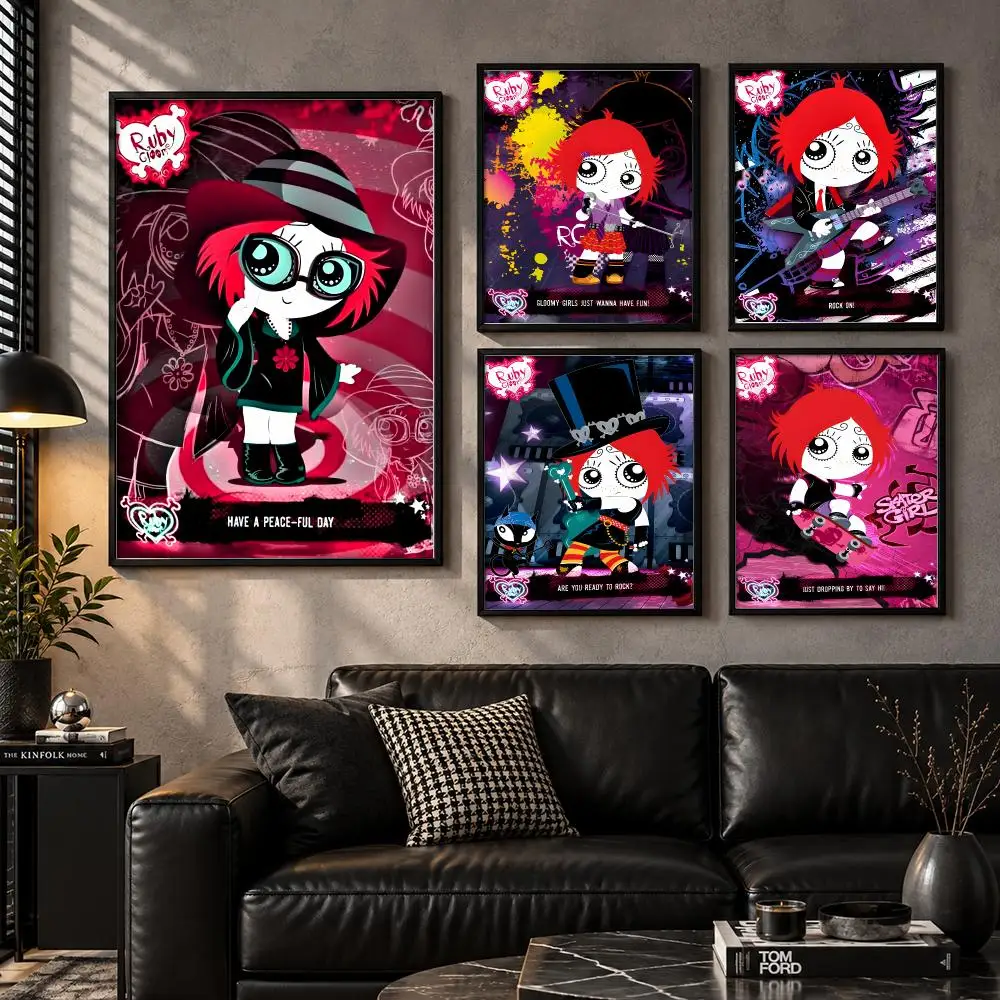 Ruby Gloom Gothic Cartoon Misfit Pals Spooky Humor Poster Self-Adhesive Unframed Fashion Wall Prints for Office & Home Decor