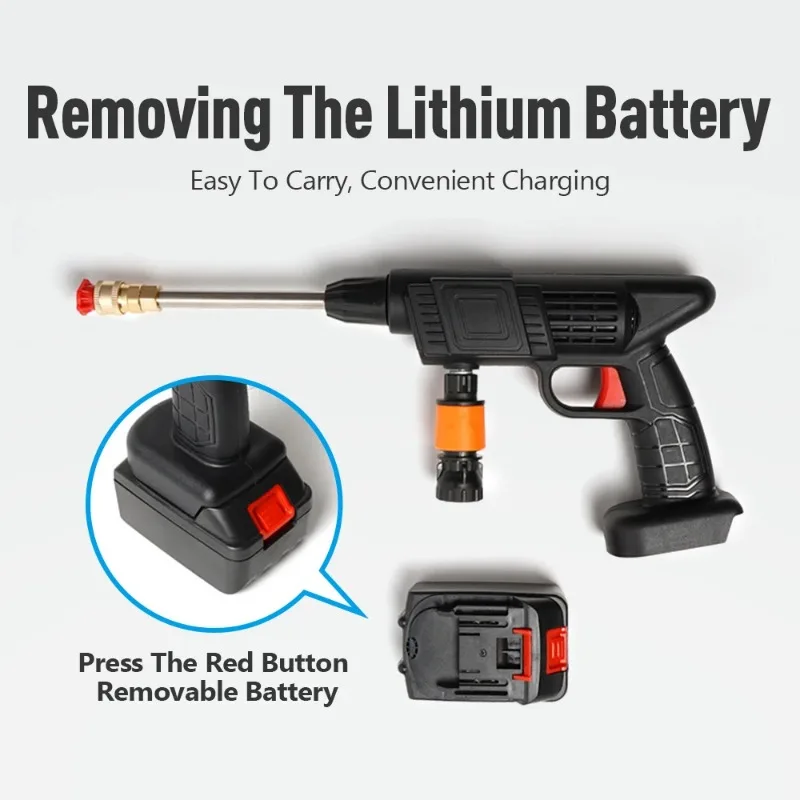 Portable High Pressure Washer 30Bar Water Gun Household Lithium Battery Wireless Garden Spray Cleaner Pump Washing Machine