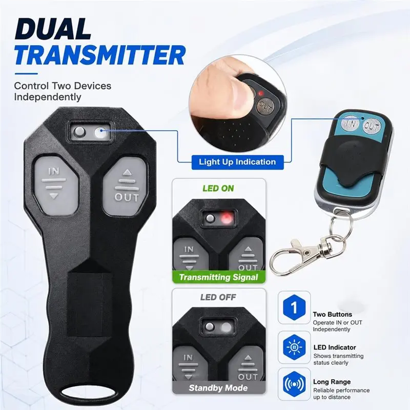 Classy-Wireless Winch Remote Control 12V Handset Switch Recovery Universal 5-Wire Controller Kit